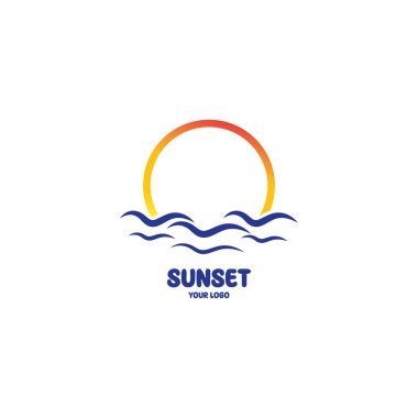 izole edilmiş yuvarlak gün batımı vektör logosu