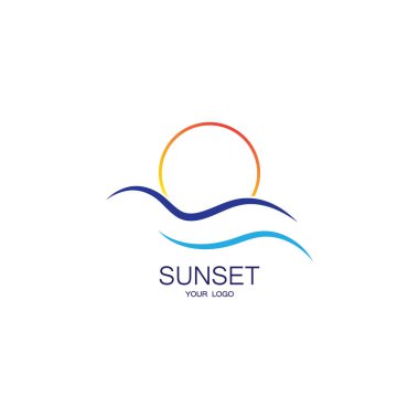 izole edilmiş yuvarlak gün batımı vektör logosu