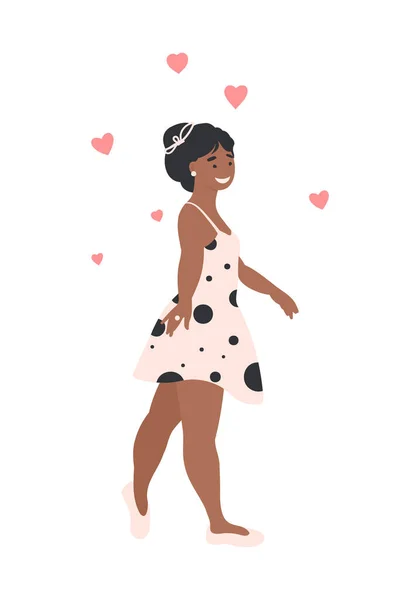 Joven Mujer Negra Adulta Enamorada Amor Primera Vista Dibujos Animados — Vector de stock