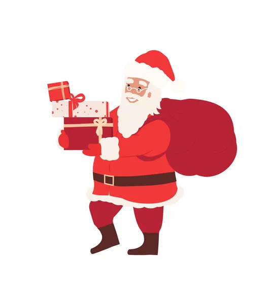Santa Claus Con Una Caja Regalo Ilustración Vectorial — Vector de stock