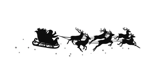 Trineo Navidad Con Renos Santa Claus — Vector de stock