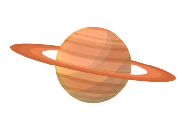 Saturn planet with Rings. Collection Planets of solar system. Cartoon style vector illustration isolated on white background.