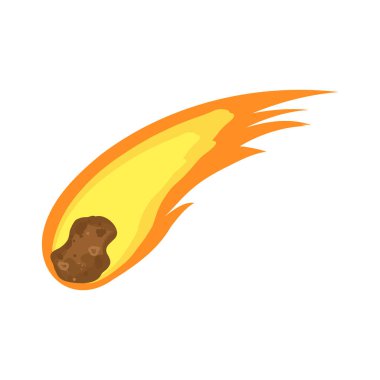 Meteorite, comet. Collection of elements of solar system. Cartoon style vector illustration on white background. Space galaxy background cartoon universe elements, cosmos dust scenery.