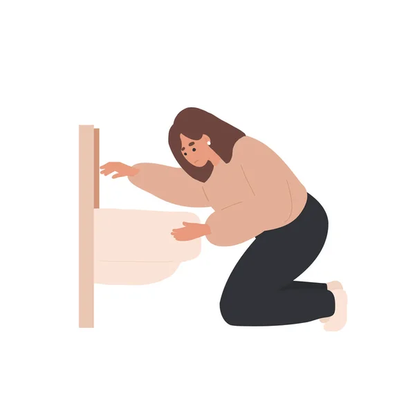 Вагітна Жінка Блює Туалеті Токсикоз Симптоми Вагітності — стоковий вектор