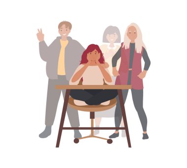 Woman suffer from Dissociative identity disorder cartoon illustration (DID). Many, several  Personality Settled in Mind, Psychological Illness