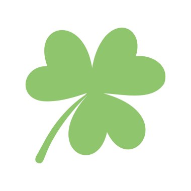 Green Trifolium clover silhouette. Irish holiday Saint Patrick's Day element. Irish symbol shamrock. Vector flat illustration for greeting card, poster, banner isolated on white background
