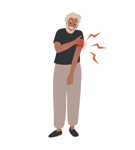 Alter Älterer Schwarzer Der Unter Armschmerzen Leidet Gesundheitsprobleme Krankheitssymptome Und — Stockvektor