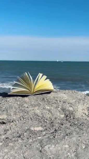 Halaman Buku Catatan Angin Latar Belakang Laut — Stok Video