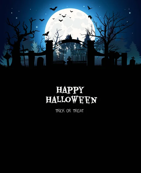Alter Friedhof Halloween Hintergrundposter Vektorillustration — Stockvektor