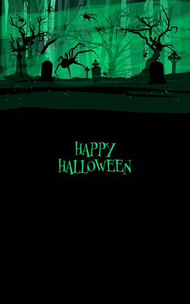 Gamla Kyrkogården Halloween Bakgrund Affisch Vektorillustration — Stock vektor