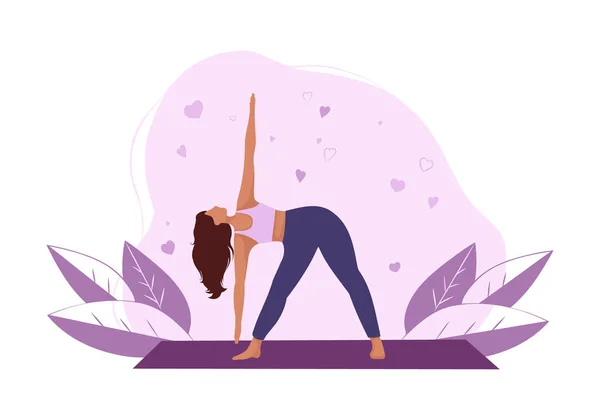 Young Woman Doing Yoga Pose Healthy Lifestyle Fitness Sport Concept — Stock Vector
