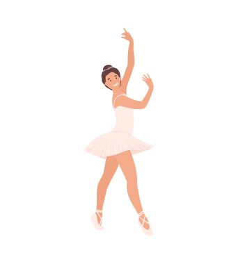 Bale dansçısı kız. Çizgi film kızı, kadın klasik koreografi dansçısı, pembe etekli ve Pointe ayakkabılı. Beyaz balerin Dansçı Bale