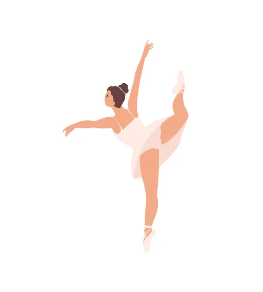 芭蕾舞女采购产品卡通女孩 女人古典舞蹈舞蹈家 粉红色的燕尾服和平底鞋 芭蕾舞女芭蕾与白人隔离 — 图库矢量图片