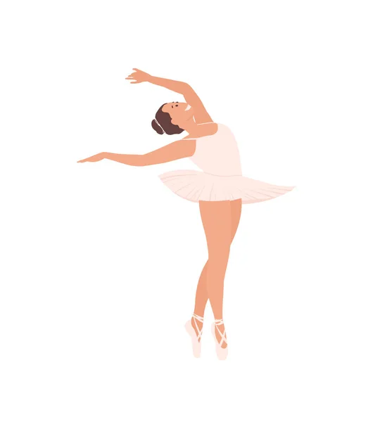 バレエダンサーの女の子 漫画の女の子 女性クラシック振付ダンサー ピンクチュチュとポイントの靴 バレリーナダンスバレエは白に隔離された — ストックベクタ