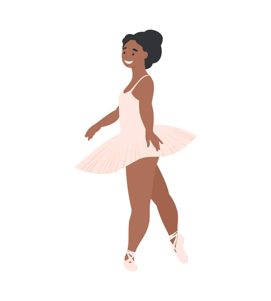 Bailarina Coreografía Clásica Cartoon Black Woman Tutú Rosa Zapatos Pointe — Vector de stock