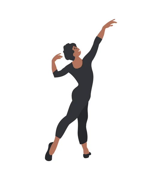 Μαύρος Αρσενικός Χορευτής Μπαλέτου Απομονωμένος Στο Λευκό Χορεύτρια Κλασσικής Χορωδίας — Διανυσματικό Αρχείο