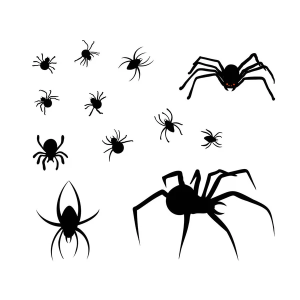 stock vector Spiders set silhouette vector illustration isolated on white background. Elements for halloween concept