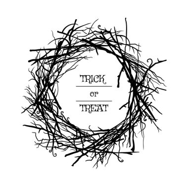 Cadılar Bayramı çelenk çizimi arka plandan izole edildi. Mutlu Cadılar Bayramı tebrik kartları. Cadılar Bayramı konsepti için tasarım ögeleri