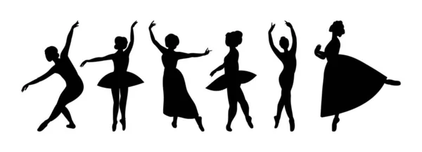 Σιλουέτα Μπαλαρίνας Χορεύοντας Μπαλέτο Απομονώνονται Λευκό Κορίτσι Γυναίκα Χορεύτρια Κλασσικής — Διανυσματικό Αρχείο