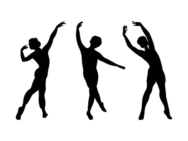 Σιλουέτα Του Αρσενικού Χορευτή Μπαλέτου Που Απομονώνεται Στο Λευκό Χορεύτρια — Διανυσματικό Αρχείο