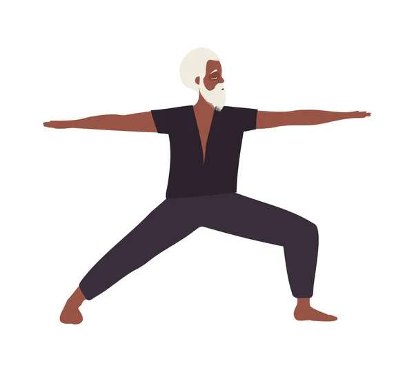 Älterer Alter Schwarzer Mann Yoga Pose Gesunder Lebensstil Fitness Und — Stockvektor