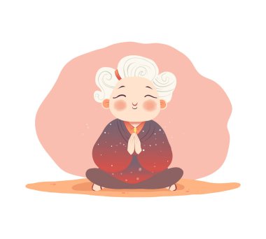 Reiki 'yi yapan yaşlı kadın, Nilüfer' de meditasyon yaparken zihinsel sağlık pozu veriyor.