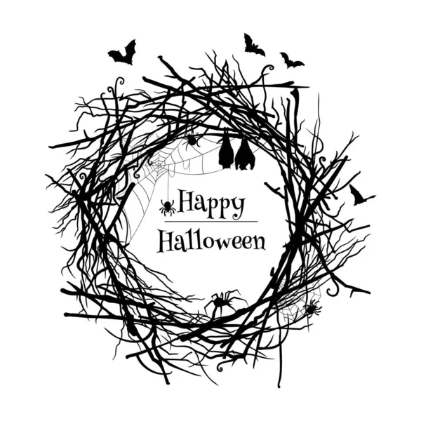 Halloween Ilustração Vetor Grinalda Isolado Fundo Feliz Cartão Felicitações Halloween —  Vetores de Stock