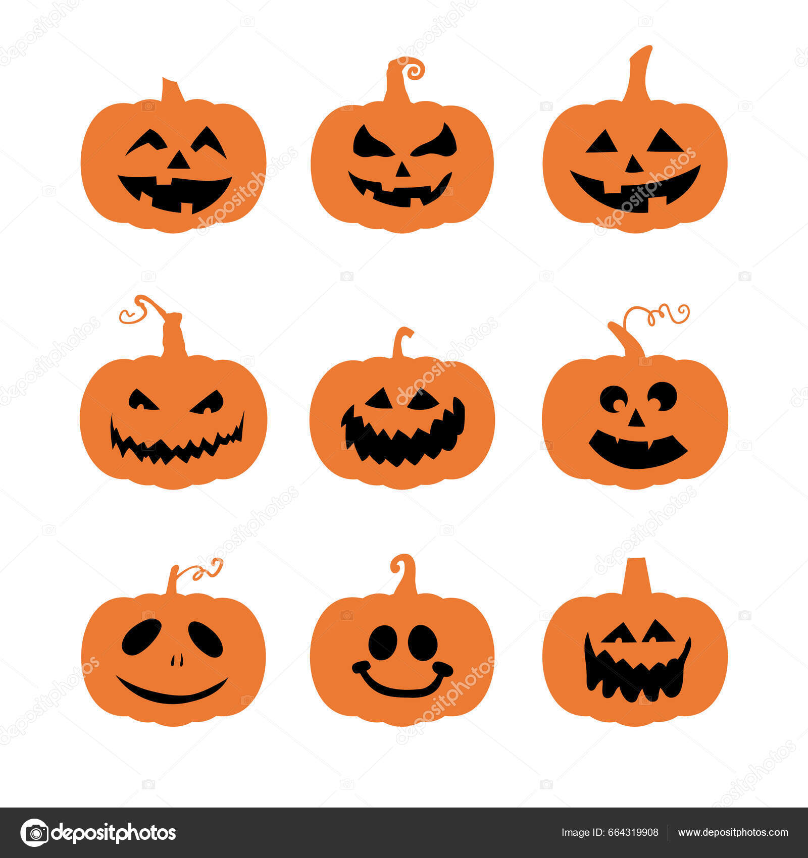 Ilustração de abóbora de halloween de cara assustadora