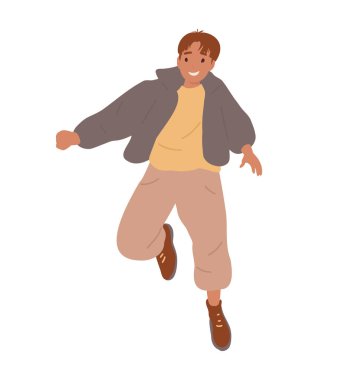 Mutlu gülüşler genç adam ve modern kıyafetlerle zaferi kutluyoruz. Eğlenen enerjik ve neşeli kadın ve erkeklerin derlemesi.