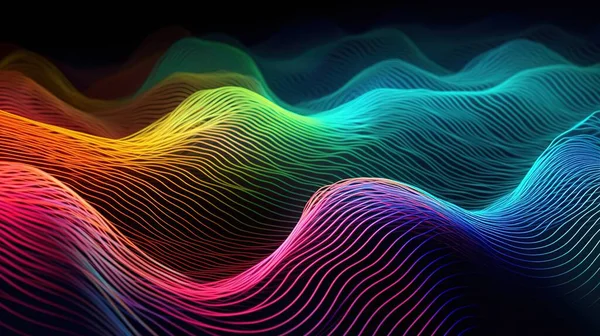 neon glowing wave, magic energy and light motion background. vector illustration