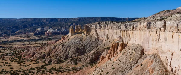 stock image Panorama of colorful rock formations and cliffs in Ghost Ranch, Abiquiu, new Mexico