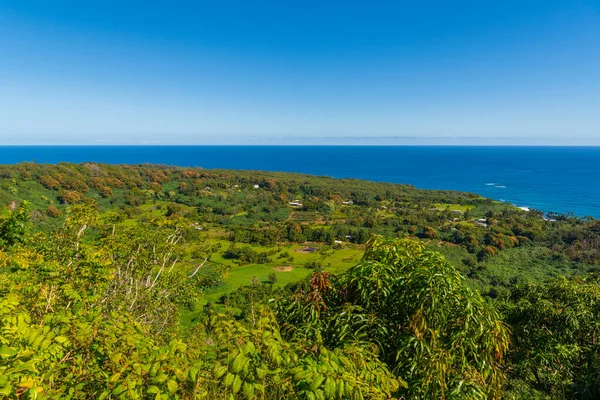 stock image High angle view over the Keanae Peninsula and village from the Road to Hana in Maui