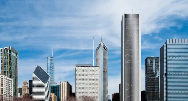 Panoramic View Chicago City Skyline Modern Office Towers Skyscrapers High — Stock Photo, Image