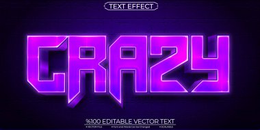 Mor Parlak Çılgın Düzenlenebilir ve Ölçeklenebilir Vektör Metni Efekti