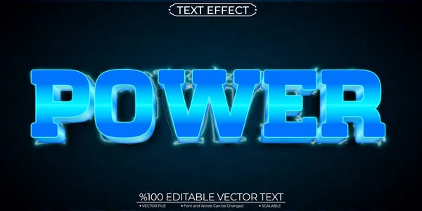 Neon Blue Shiny Power Editierbare Und Skalierbare Vektortexteffekte — Stockvektor