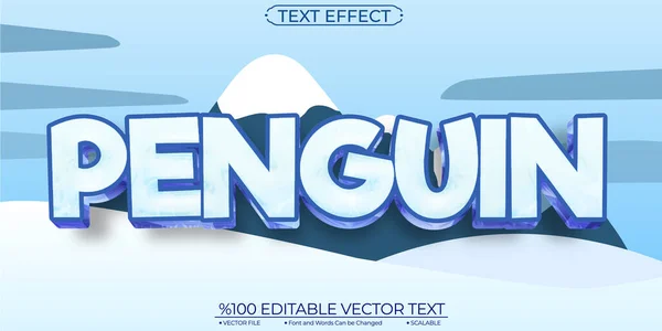 Pinguim Desenho Animado Azul Efeito Texto Vetorial Editável Escalável — Vetor de Stock
