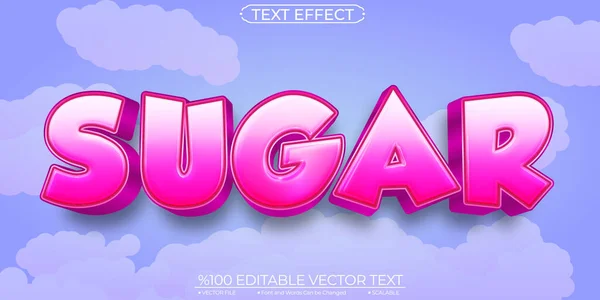 Pink Cartoon Sugar Efecto Texto Vectorial Editable Escalable — Archivo Imágenes Vectoriales