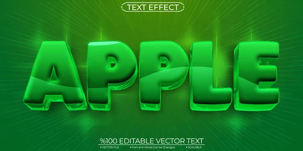 Zelený Kreslený Tučný Ovoce Apple Upravitelný Škálovatelný Vektorový Text — Stockový vektor
