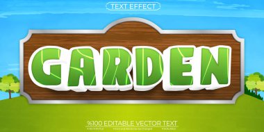 Yeşil ve Beyaz Parlak Bahçe Düzenlenebilir ve Ölçeklenebilir Vektör Metni Efekti