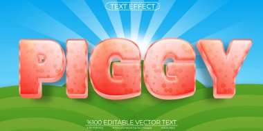 Çizgi film Domuzcuk Düzenlenebilir ve Ölçeklenebilir Vektör Metin Efekti