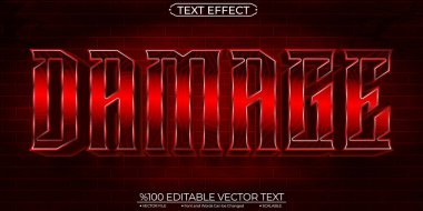 Koyu Kırmızı Hasar Düzenlenebilir ve Ölçeklenebilir Vektör Metni Efekti
