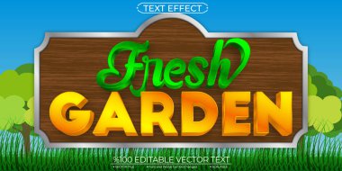Parlak Taze Bahçe Düzenlenebilir ve Ölçeklenebilir Şablon Vektör Metni Efekti