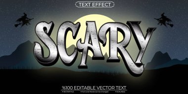 Silver Text Effect Shiny Scary Editable and Scalable Template Ve