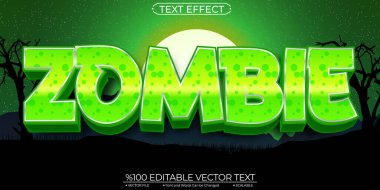 Cartoon Green Shiny Zombie Editable and Scalable Template Vector