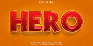 Cartoon Text Effect Gold and Red Bold Hero Editable and Scalable