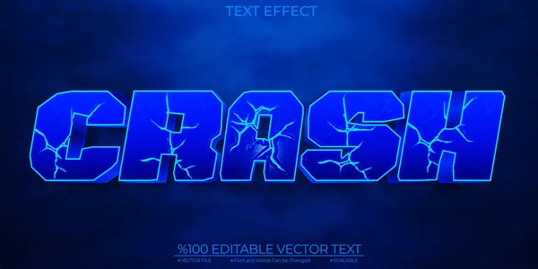 Dark Blue Crash Editable Scalable Template Vector Text Effect — Stock Vector