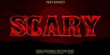 Çizgi film Koyu ve Parlak Kırmızı Korkutucu Düzenlenebilir Metin Efekti