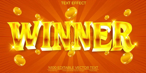 stock vector Gold Shiny Winner Editable Vector Text Effect