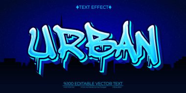 Graffiti Şehir Düzenlenebilir Vektör 3B Metin Efekti
