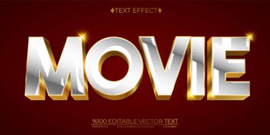 Altın Film Düzenlenebilir Vektör 3B Metin Efekti